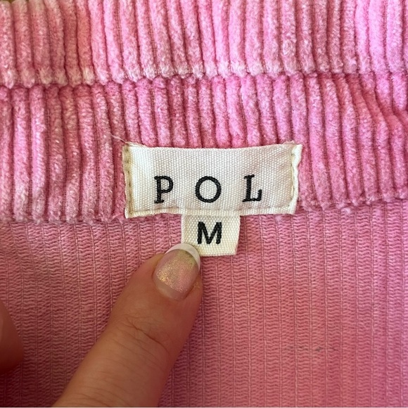 POL Pink Corduroy Oversized Cropped Jacket Size Medium 100% Cotton Shacket - Picture 2 of 13